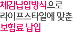 체감납입방식으로 라이프스타일에 맞춘 보험료 납입